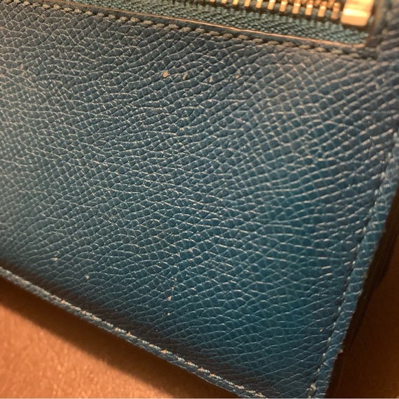 Coach Women's Leather Slim Envelope Flap Long Wallet Teal 8”x4” - Picture 9 of 14